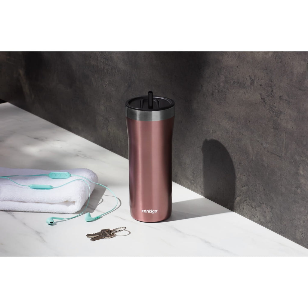 Contigo Streeterville Stainless Steel Tumbler with Plastic Straw and Splash-Proof Lid, Licorice, 32 fl. oz Edition-D24T