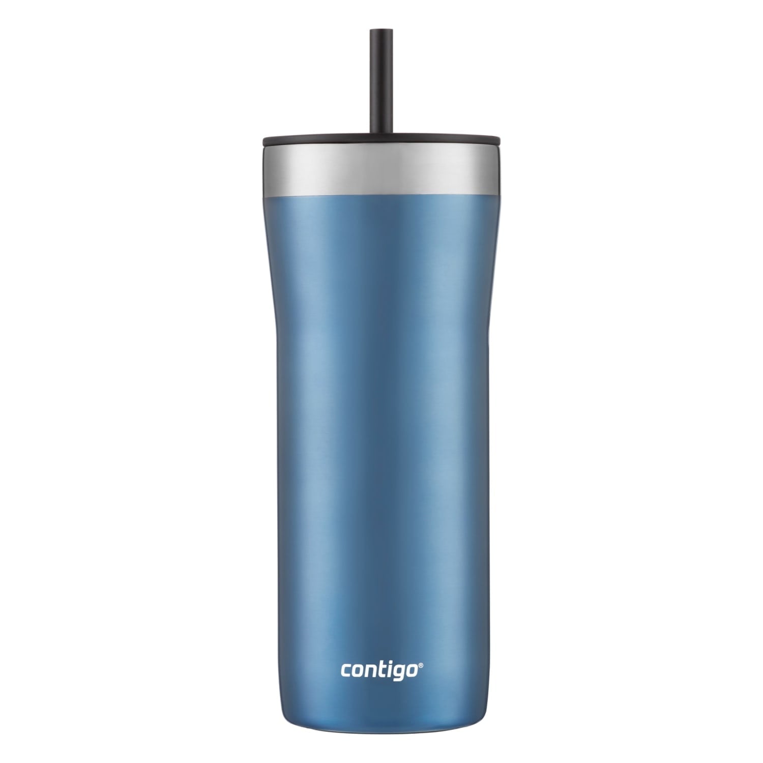 Contigo Streeterville Stainless Steel Tumbler with Plastic Straw and Splash-Proof Lid, Licorice, 32 fl. oz Edition-D24T