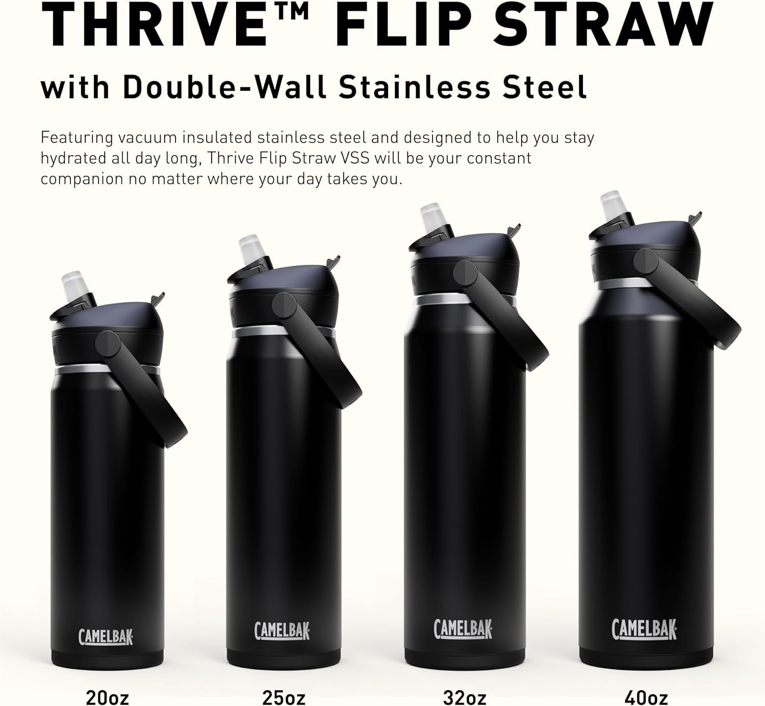 CamelBak Thrive™ Flip Straw Insulated Stainless Steel Water Bottle, 20oz, Moss Edition-4UJA