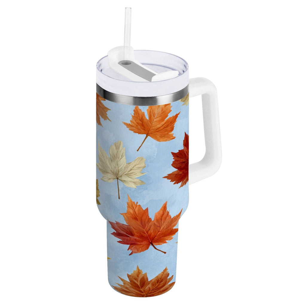 30 oz Insulated Stainless Steel Tumbler Double Wall Stainless Steel Tumbler with 2-Way Drinking Autumn Maple Leaves Edition-7CHJ