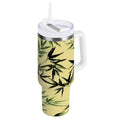 30 oz Insulated Stainless Steel Tumbler Double Wall Stainless Steel Tumbler with 2-Way Drinking Bamboo and Green Leaves Edition-OTZT