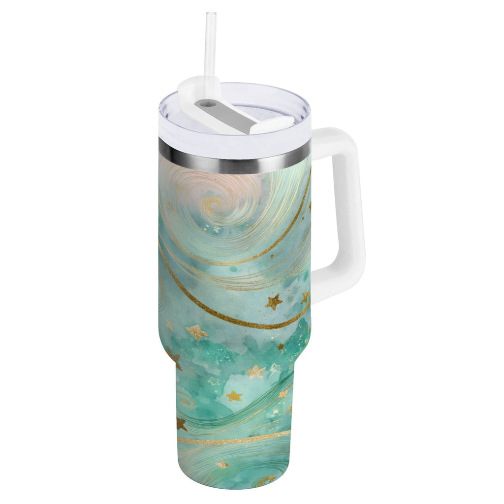 30 oz Insulated Stainless Steel Tumbler Double Wall Stainless Steel Tumbler with 2-Way Drinking Beautiful Swirling Lines Edition-GDNI