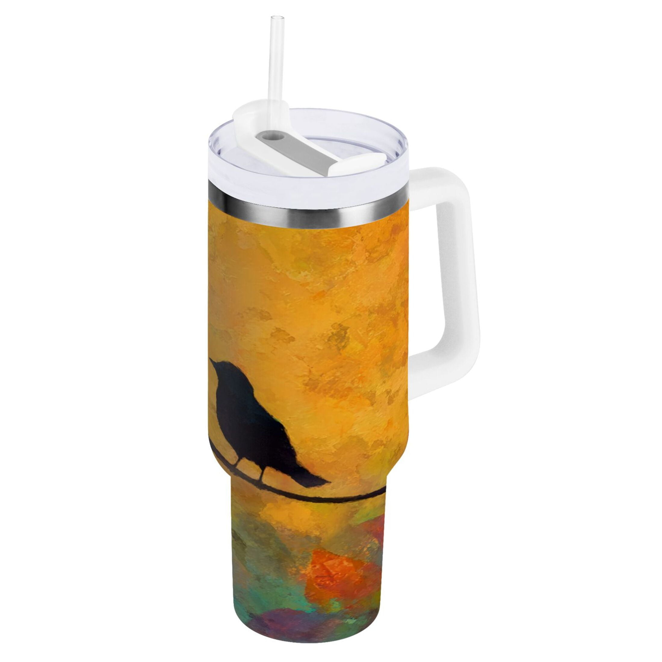 30 oz Insulated Stainless Steel Tumbler Double Wall Stainless Steel Tumbler with 2-Way Drinking Birds on A Wire Edition-T90U