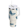 30 oz Insulated Stainless Steel Tumbler Double Wall Stainless Steel Tumbler with 2-Way Drinking Blue Watercolor Butterflies Edition-RNLV