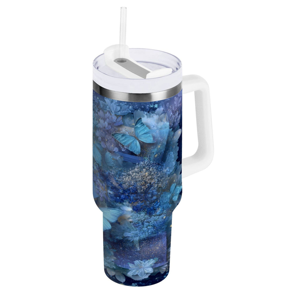 30 oz Insulated Stainless Steel Tumbler Double Wall Stainless Steel Tumbler with 2-Way Drinking Butterflies Books and Flowers Edition-CFTT