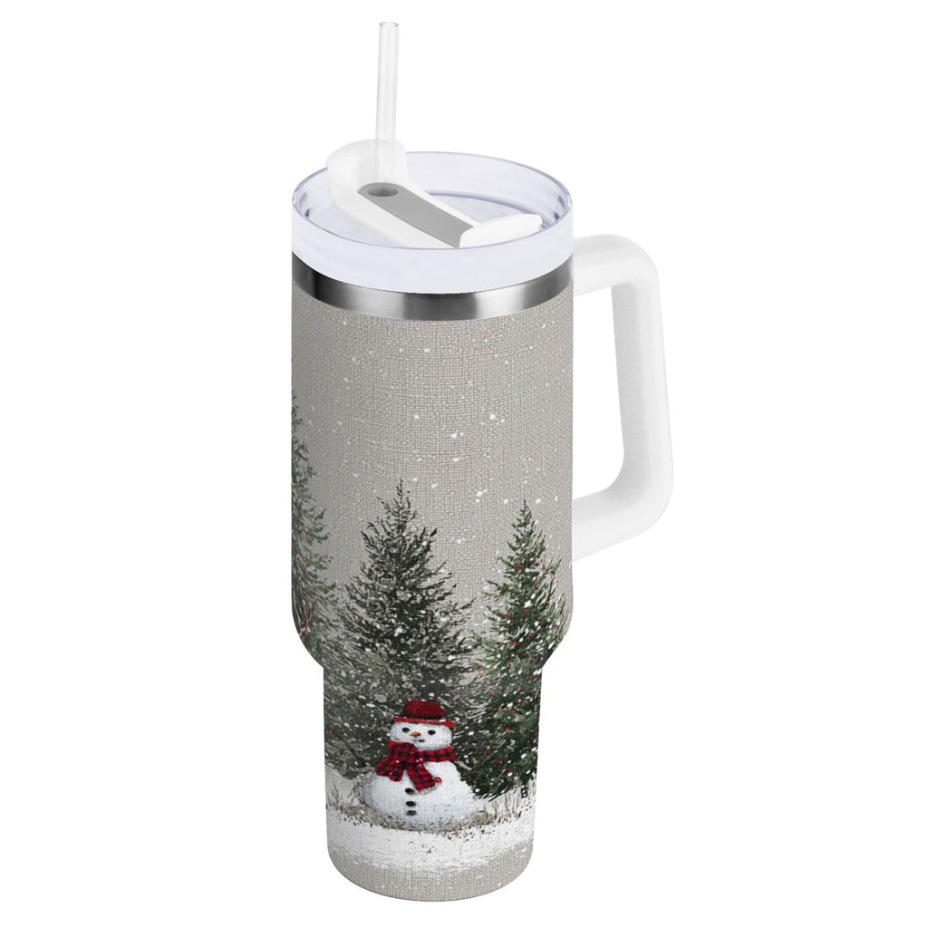 30 oz Insulated Stainless Steel Tumbler Double Wall Stainless Steel Tumbler with 2-Way Drinking Christmas Deer and Snowmen Edition-AZCK