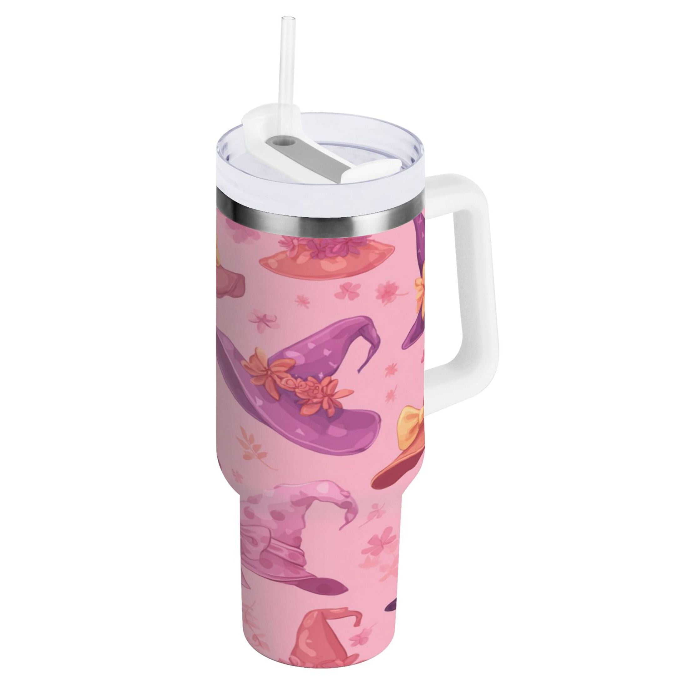 30 oz Insulated Stainless Steel Tumbler Double Wall Stainless Steel Tumbler with 2-Way Drinking Colorful Hat Pattern Edition-LR98