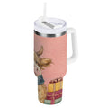 30 oz Insulated Stainless Steel Tumbler Double Wall Stainless Steel Tumbler with 2-Way Drinking Cow Wearing Scarf and Hat Edition-HLJO