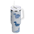 30 oz Insulated Stainless Steel Tumbler Double Wall Stainless Steel Tumbler with 2-Way Drinking Cute Blue Dinosaurs Edition-D192