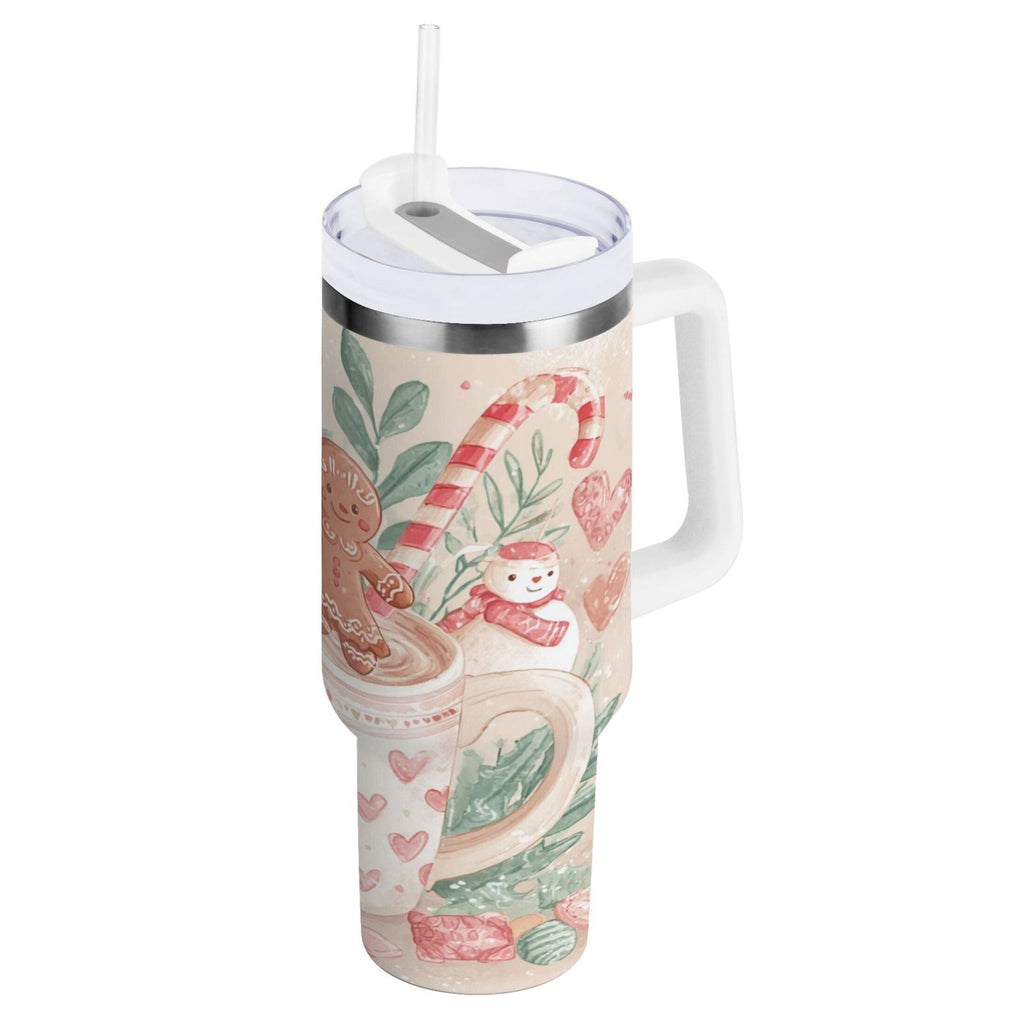 30 oz Insulated Stainless Steel Tumbler Double Wall Stainless Steel Tumbler with 2-Way Drinking Cute Christmas Design Edition-MQZW