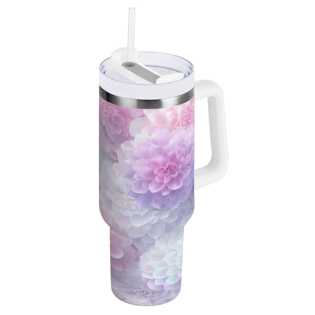 30 oz Insulated Stainless Steel Tumbler Double Wall Stainless Steel Tumbler with 2-Way Drinking Cute Pastel Watercolor Floral Edition-ZEBA