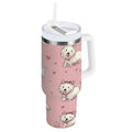 30 oz Insulated Stainless Steel Tumbler Double Wall Stainless Steel Tumbler with 2-Way Drinking Dogs Wearing Bows Edition-V4XE