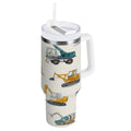 30 oz Insulated Stainless Steel Tumbler Double Wall Stainless Steel Tumbler with 2-Way Drinking Engineering Vehicle Pattern Edition-3CG3