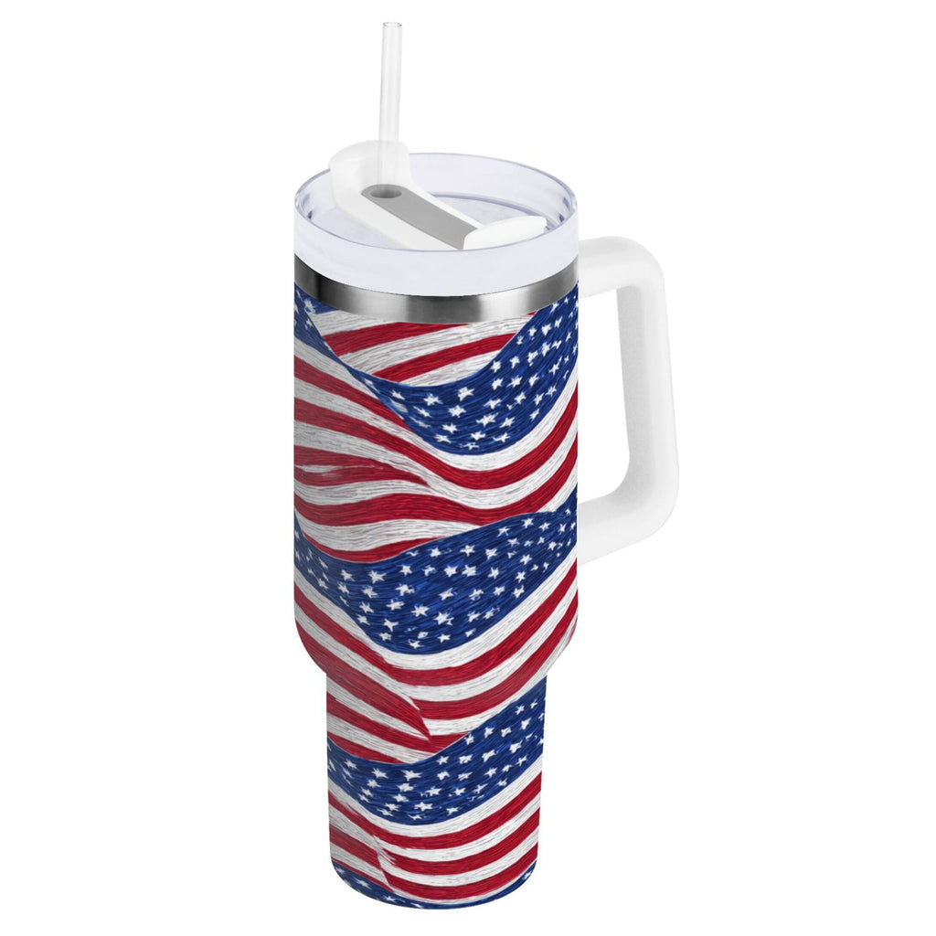 30 oz Insulated Stainless Steel Tumbler Double Wall Stainless Steel Tumbler with 2-Way Drinking Flags Wave Pattern Edition-NMWB
