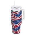 30 oz Insulated Stainless Steel Tumbler Double Wall Stainless Steel Tumbler with 2-Way Drinking Flags Wave Pattern Edition-NMWB