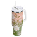 30 oz Insulated Stainless Steel Tumbler Double Wall Stainless Steel Tumbler with 2-Way Drinking Gradient Elegant Floral Edition-RWD9