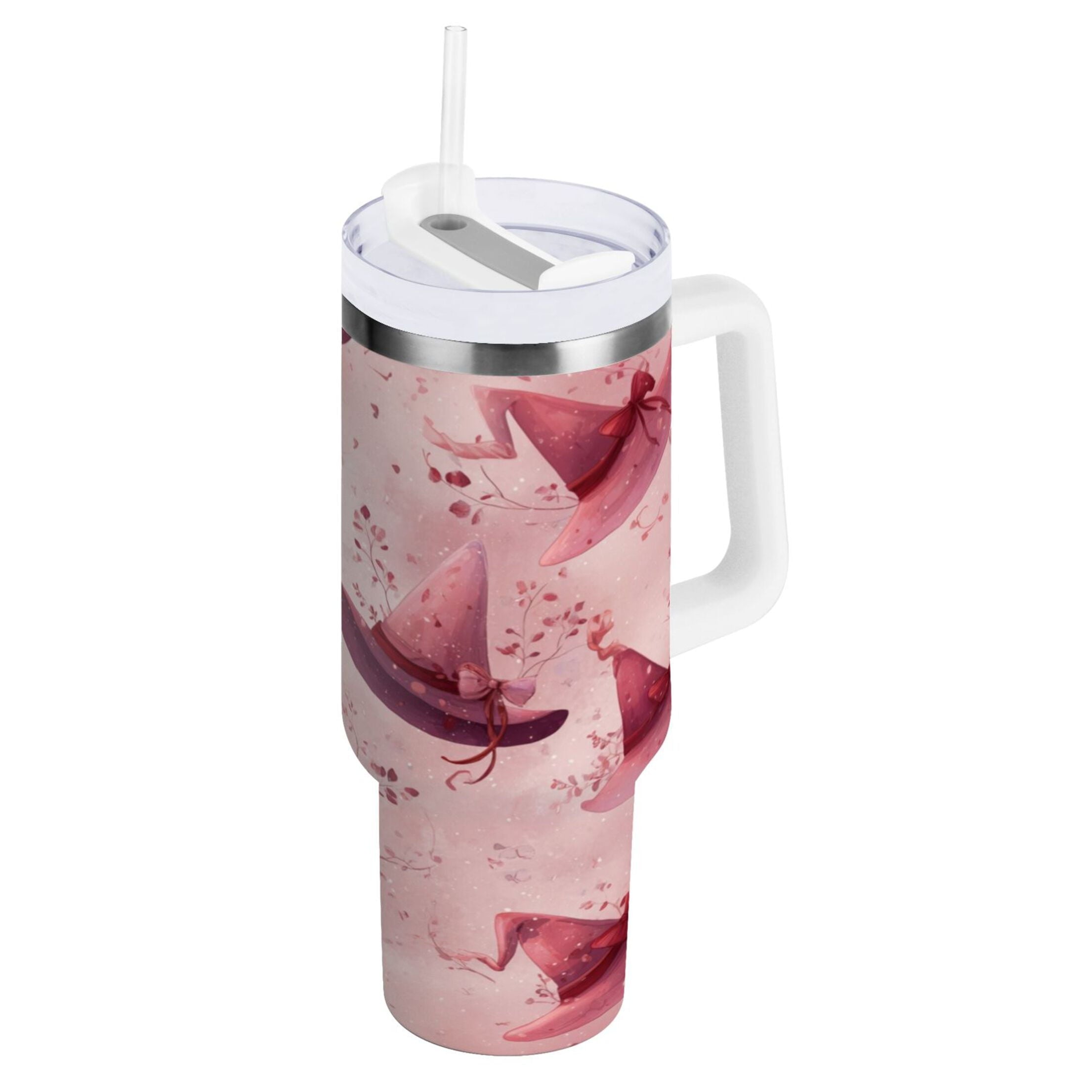 30 oz Insulated Stainless Steel Tumbler Double Wall Stainless Steel Tumbler with 2-Way Drinking Hats with Delicate Bows Edition-W3BB