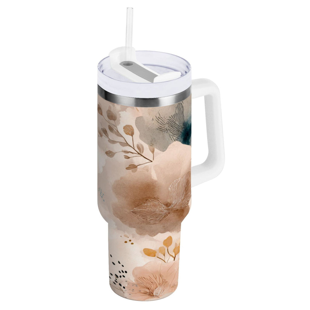 30 oz Insulated Stainless Steel Tumbler Double Wall Stainless Steel Tumbler with 2-Way Drinking Hazy Ethereal Flowers Edition-TQHC