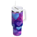 30 oz Insulated Stainless Steel Tumbler Double Wall Stainless Steel Tumbler with 2-Way Drinking Indigo and Violet Hearts Edition-2RAO