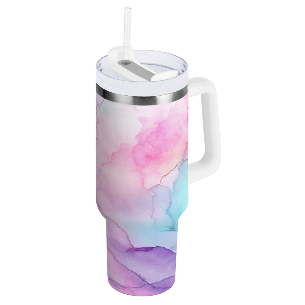 30 oz Insulated Stainless Steel Tumbler Double Wall Stainless Steel Tumbler with 2-Way Drinking Pastel Pink Marble Texture Edition-X25X