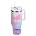 30 oz Insulated Stainless Steel Tumbler Double Wall Stainless Steel Tumbler with 2-Way Drinking Pastel Pink Marble Texture Edition-X25X