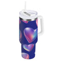 30 oz Insulated Stainless Steel Tumbler Double Wall Stainless Steel Tumbler with 2-Way Drinking Pink-purple Hearts Edition-B44E