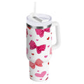 30 oz Insulated Stainless Steel Tumbler Double Wall Stainless Steel Tumbler with 2-Way Drinking Red and Pink Bows Edition-W6M4