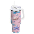 30 oz Insulated Stainless Steel Tumbler Double Wall Stainless Steel Tumbler with 2-Way Drinking Seashells and Bows Edition-2PW2