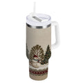 30 oz Insulated Stainless Steel Tumbler Double Wall Stainless Steel Tumbler with 2-Way Drinking Snowmen and Deer in The Forest Edition-8O0F