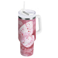 30 oz Insulated Stainless Steel Tumbler Double Wall Stainless Steel Tumbler with 2-Way Drinking Soft Pink Butterfly Edition-O9JJ
