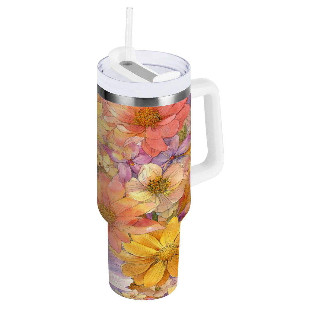 30 oz Insulated Stainless Steel Tumbler Double Wall Stainless Steel Tumbler with 2-Way Drinking Summer Blossoms Edition-4L4X