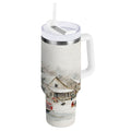30 oz Insulated Stainless Steel Tumbler Double Wall Stainless Steel Tumbler with 2-Way Drinking Truck with Christmas Decorations Edition-KHYS