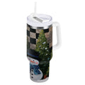 30 oz Insulated Stainless Steel Tumbler Double Wall Stainless Steel Tumbler with 2-Way Drinking Two Snowmen Pattern Edition-V0K1