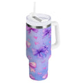 30 oz Insulated Stainless Steel Tumbler Double Wall Stainless Steel Tumbler with 2-Way Drinking Watercolor Bows Pattern Edition-0DEV