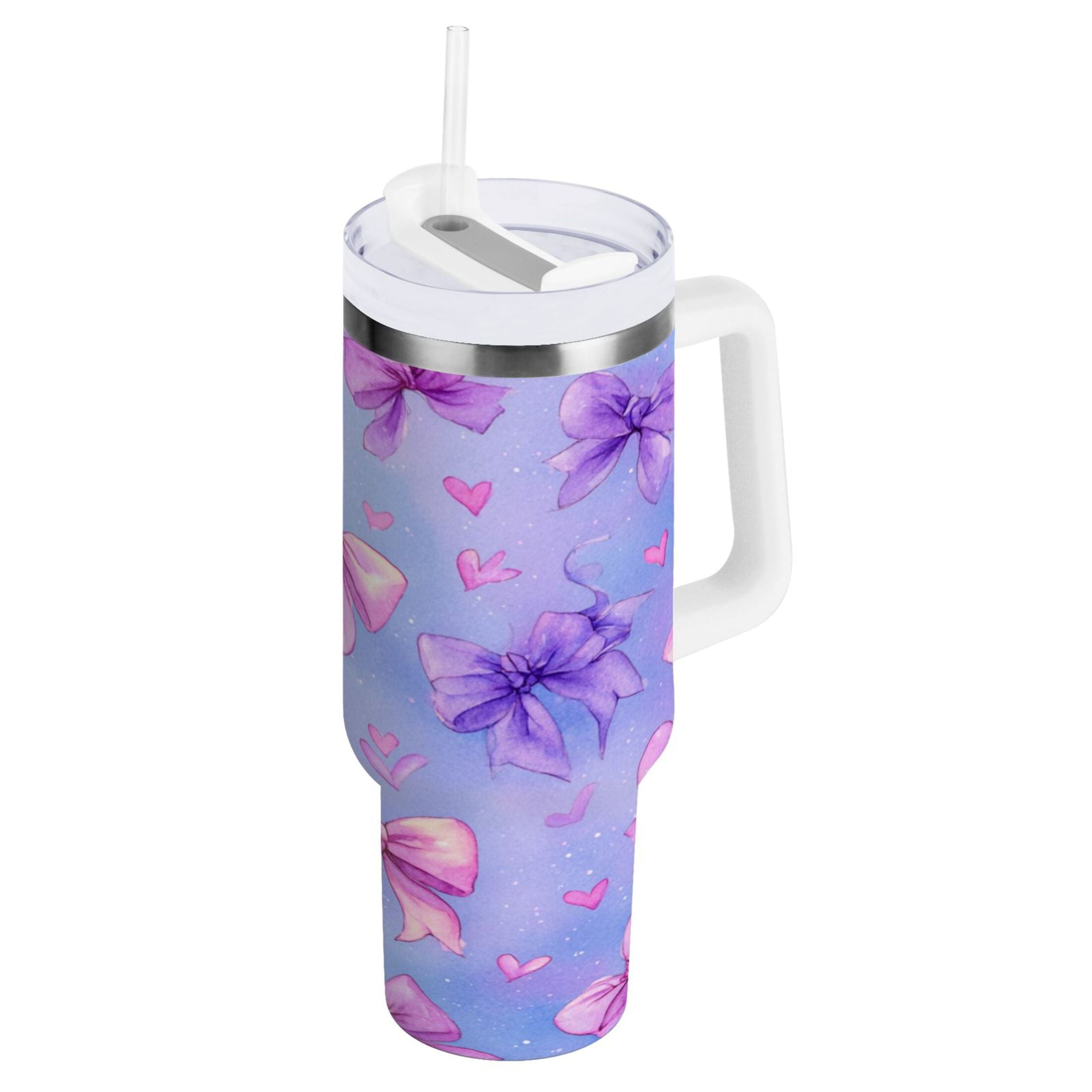 30 oz Insulated Stainless Steel Tumbler Double Wall Stainless Steel Tumbler with 2-Way Drinking Watercolor Bows Pattern Edition-0DEV