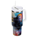 30 oz Insulated Stainless Steel Tumbler Double Wall Stainless Steel Tumbler with 2-Way Drinking Watercolor Calico Cat Edition-3GDV