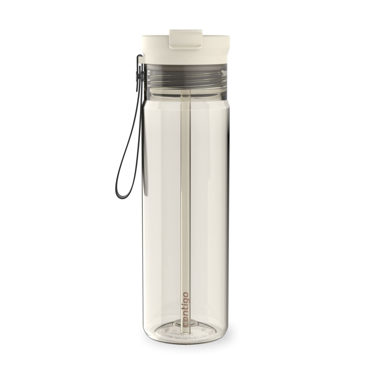 Contigo DualSip Leakproof Plastic Reusable Water Bottle with Carrying Strap, Cream/Clear, 28 oz Edition-Z1DG