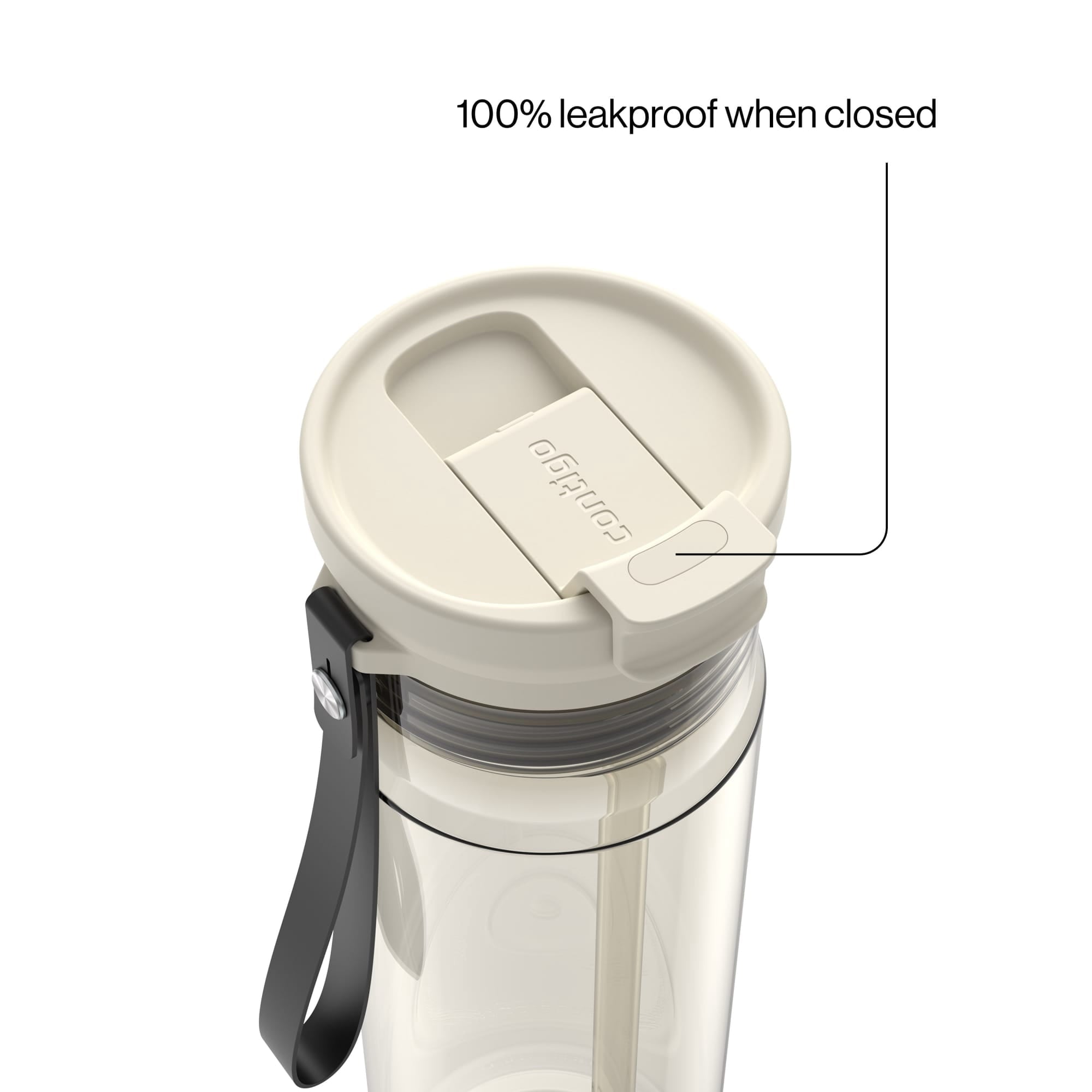 Contigo DualSip Leakproof Plastic Reusable Water Bottle with Carrying Strap, Cream/Clear, 28 oz Edition-Z1DG