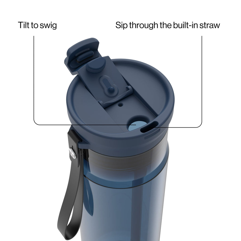 Contigo DualSip Leakproof Plastic Reusable Water Bottle with Carrying Strap, Cream/Clear, 28 oz Edition-Z1DG