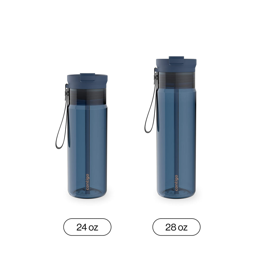 Contigo DualSip Leakproof Plastic Reusable Water Bottle with Carrying Strap, Cream/Clear, 28 oz Edition-Z1DG