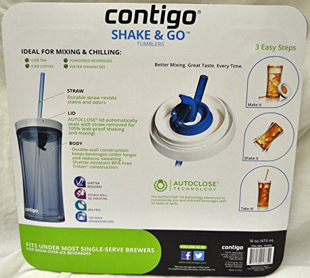 Contigo Shake &amp; Go Plastic Tumblers - Set of 3 (Lavender Orange &amp; Clear) Edition-R8KY