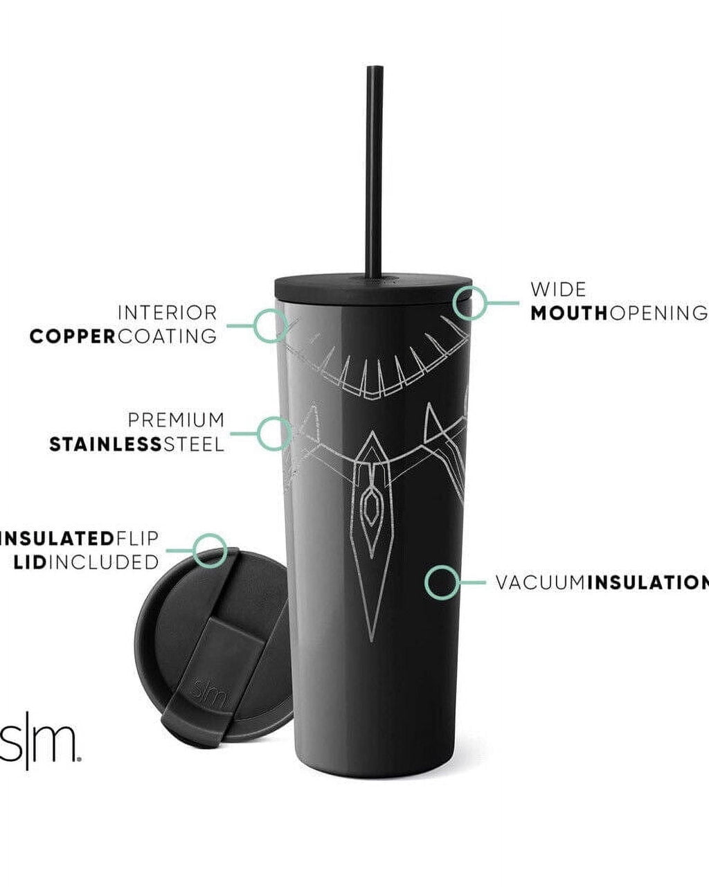Simple Modern Insulated Black Panther 24oz  Tumbler W/Flip Lid and Straw Lid Edition-0DSR