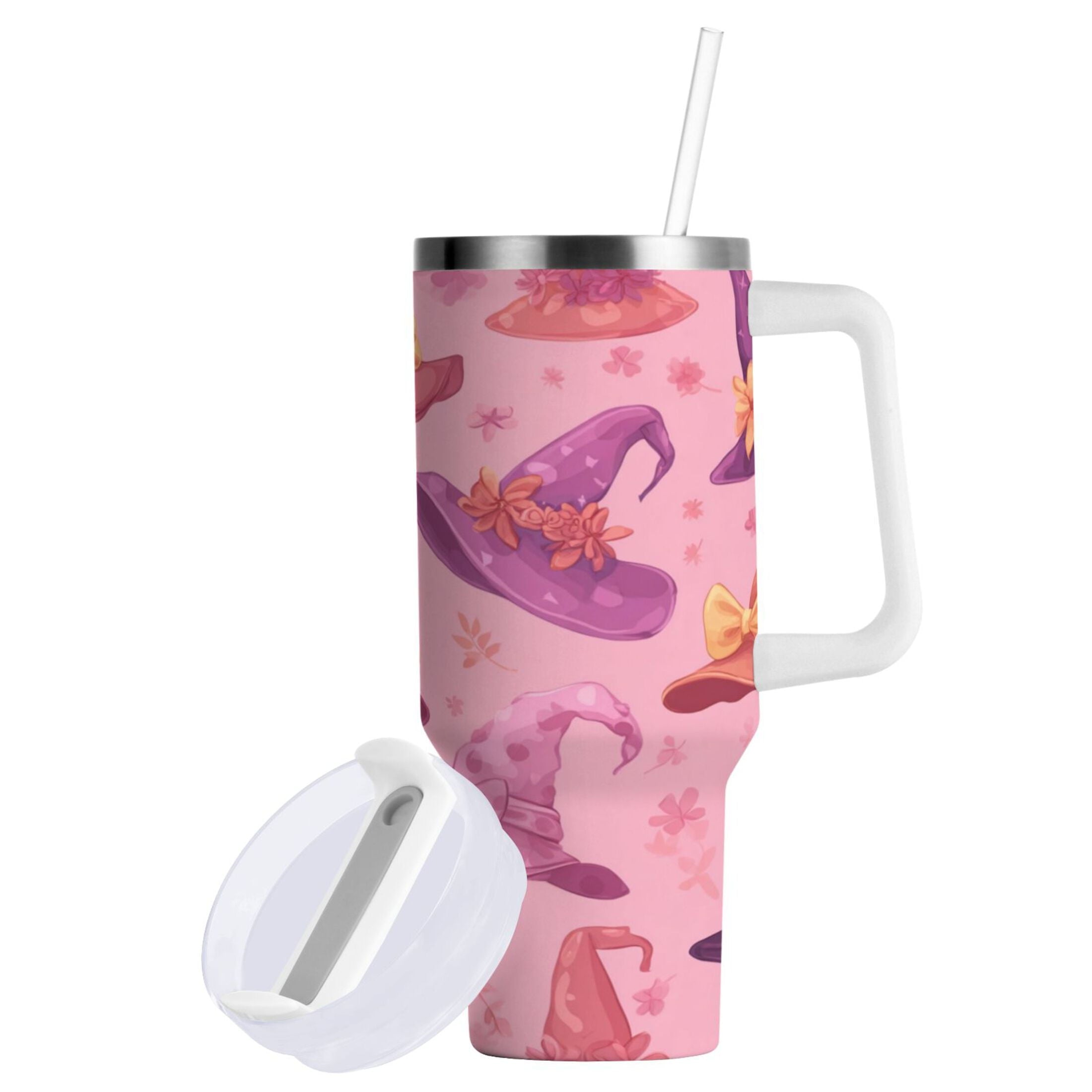 30 oz Insulated Stainless Steel Tumbler Double Wall Stainless Steel Tumbler with 2-Way Drinking Colorful Hat Pattern Edition-LR98