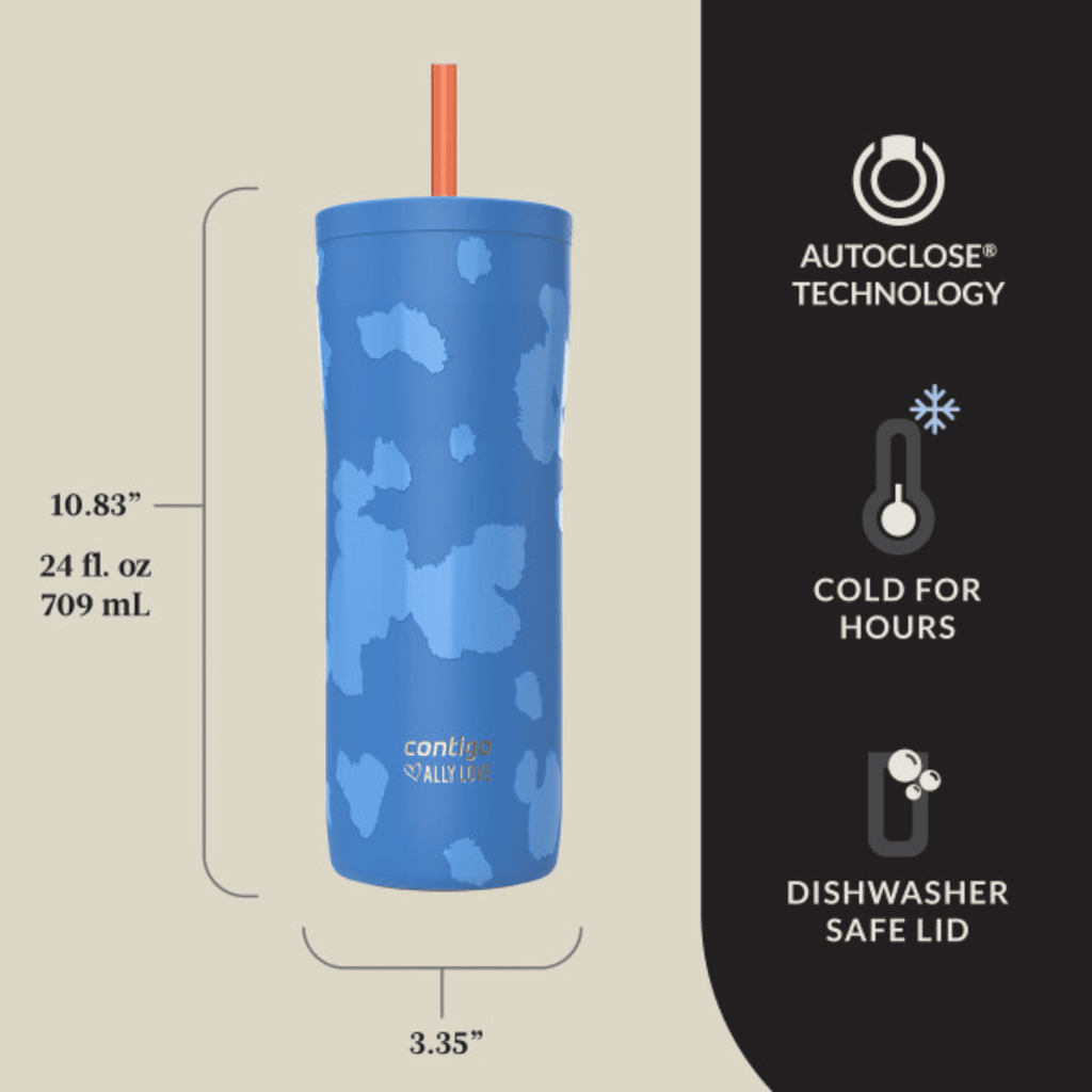 Contigo x Ally Love Streeterville 2.0 Stainless Steel Tumbler with Straw, 24 oz, Stellar Jay Edition-6LI2