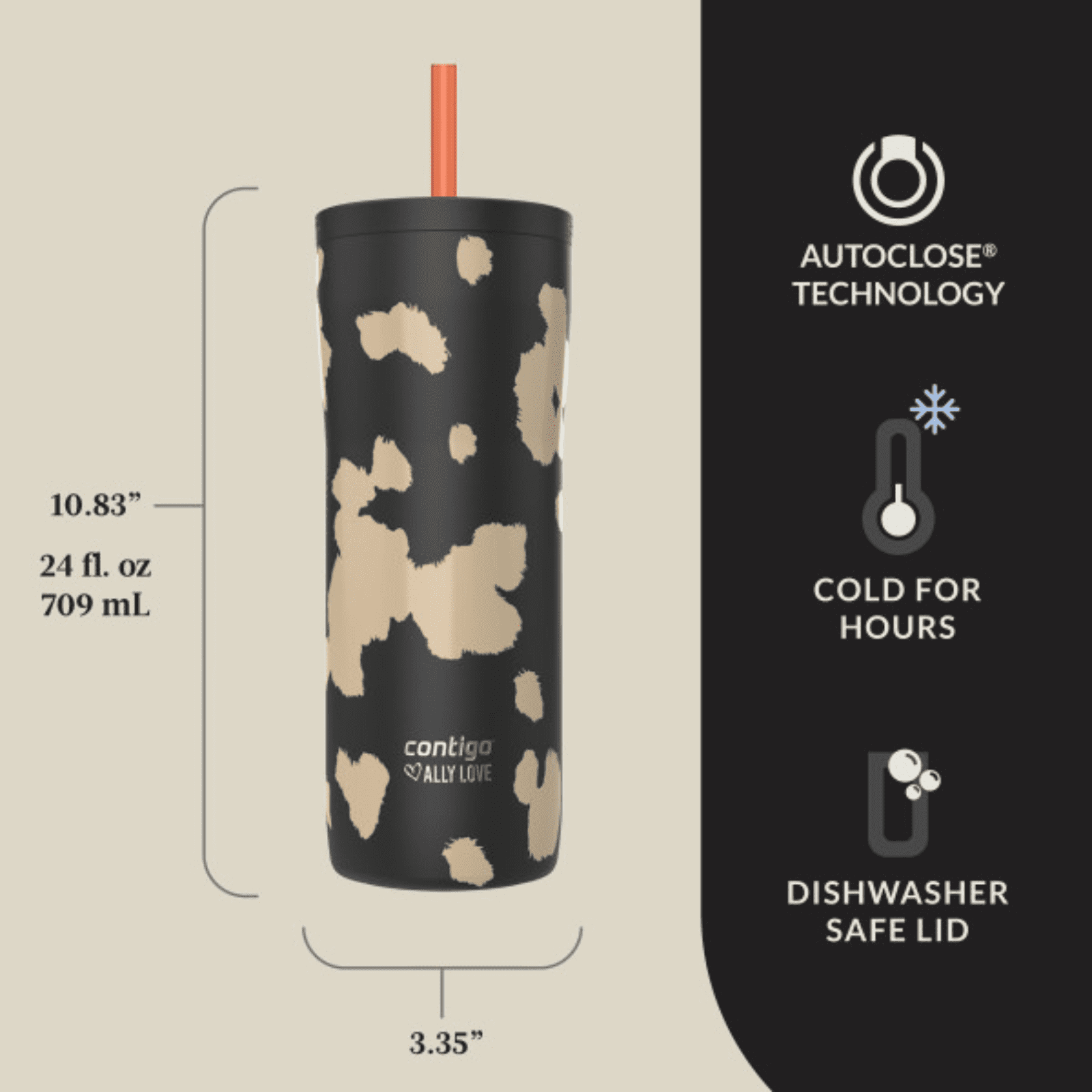 Contigo x Ally Love Streeterville 2.0 Stainless Steel Tumbler with Straw, 24 oz, Stellar Jay Edition-6LI2