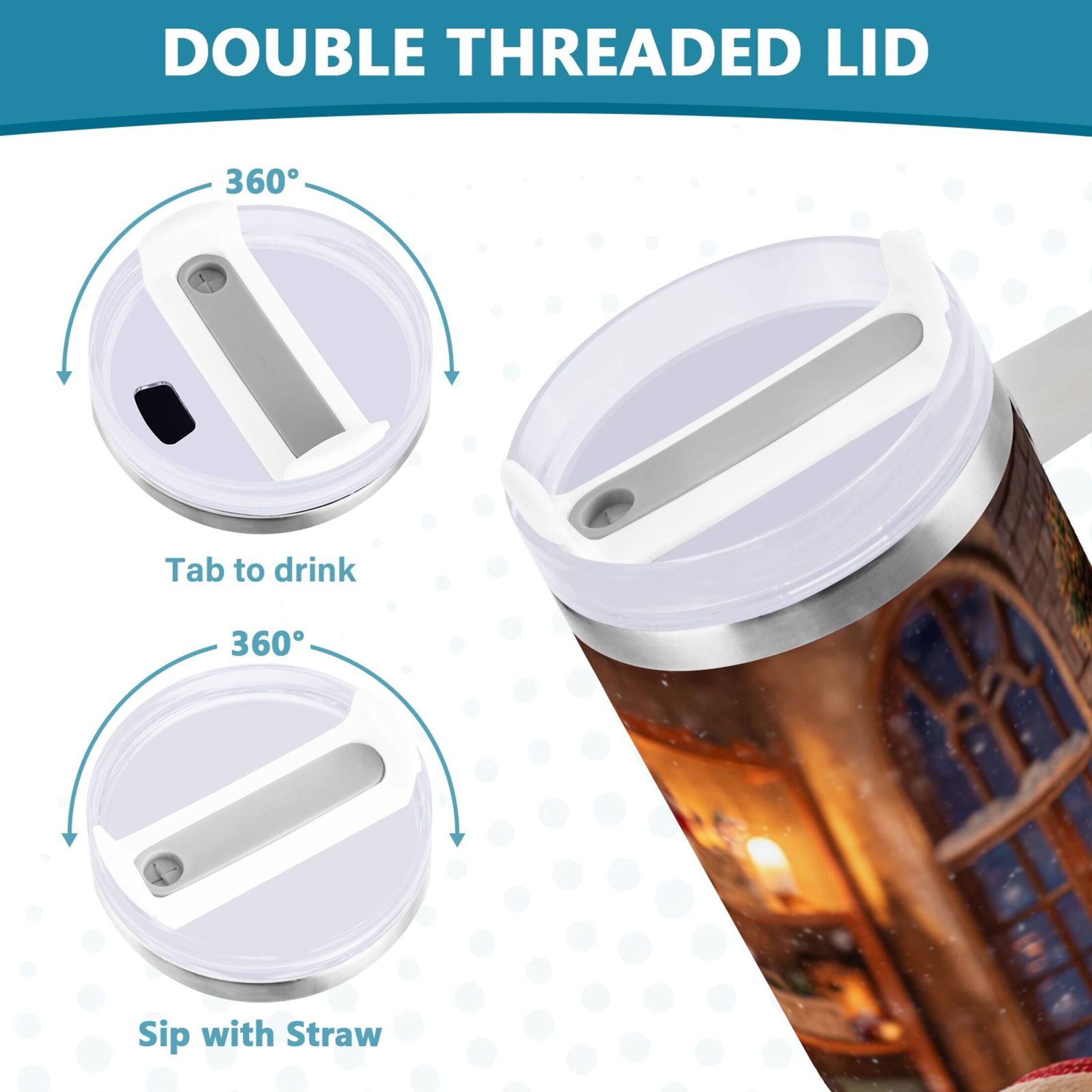 40 oz Insulated Stainless Steel Tumbler Double Wall Stainless Steel Tumbler with 2-Way Drinking Sitting Santa Claus Edition-D17D