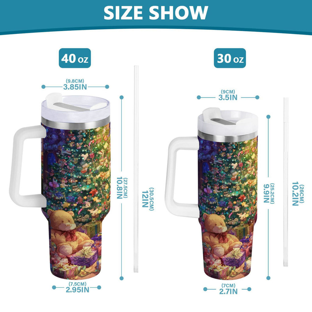 40 oz Insulated Stainless Steel Tumbler Double Wall Stainless Steel Tumbler with 2-Way Drinking Festive Christmas Scene Edition-76KK