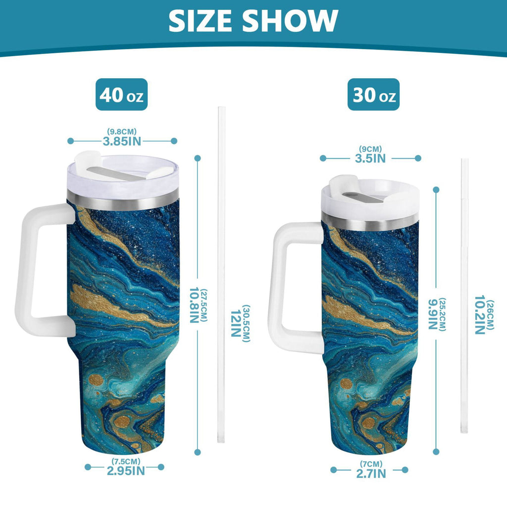 30 oz Insulated Stainless Steel Tumbler Double Wall Stainless Steel Tumbler with 2-Way Drinking Blue and Gold Ocean Edition-5REI