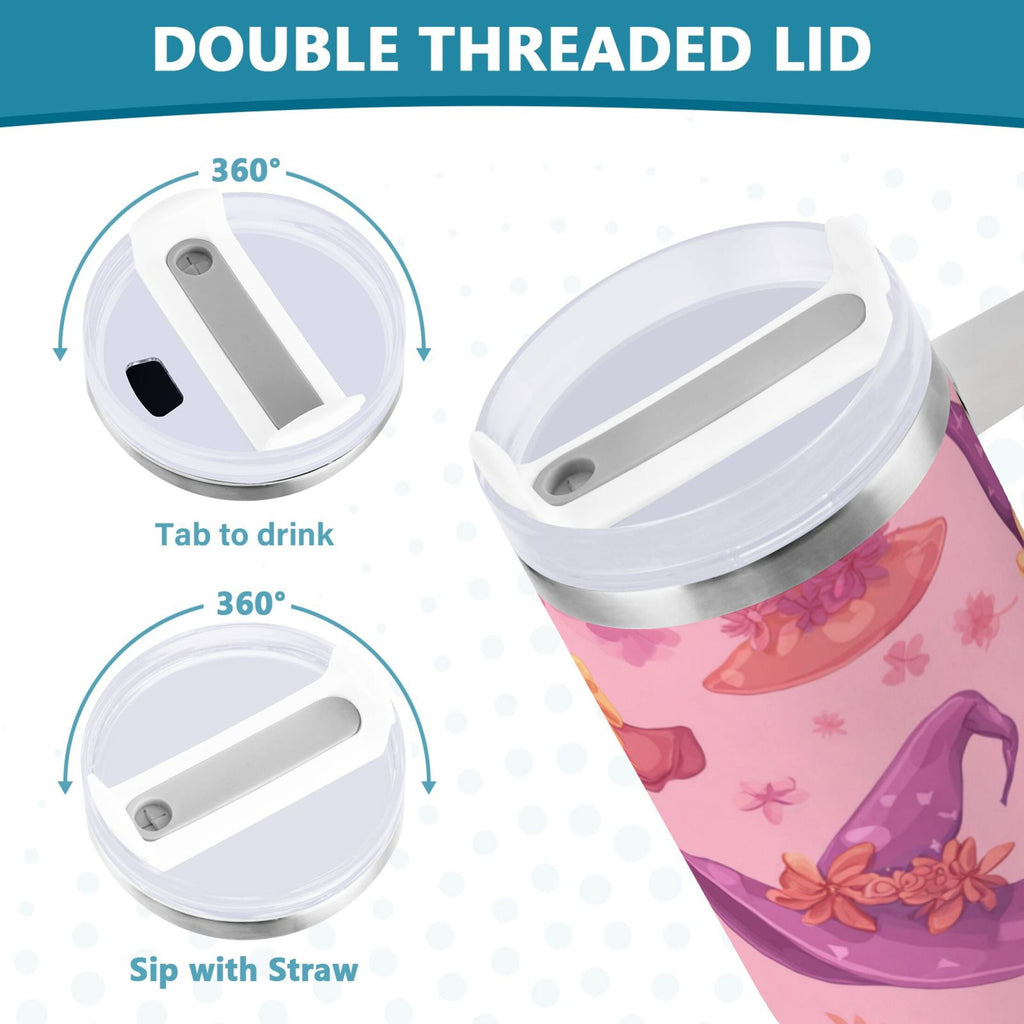 30 oz Insulated Stainless Steel Tumbler Double Wall Stainless Steel Tumbler with 2-Way Drinking Colorful Hat Pattern Edition-LR98