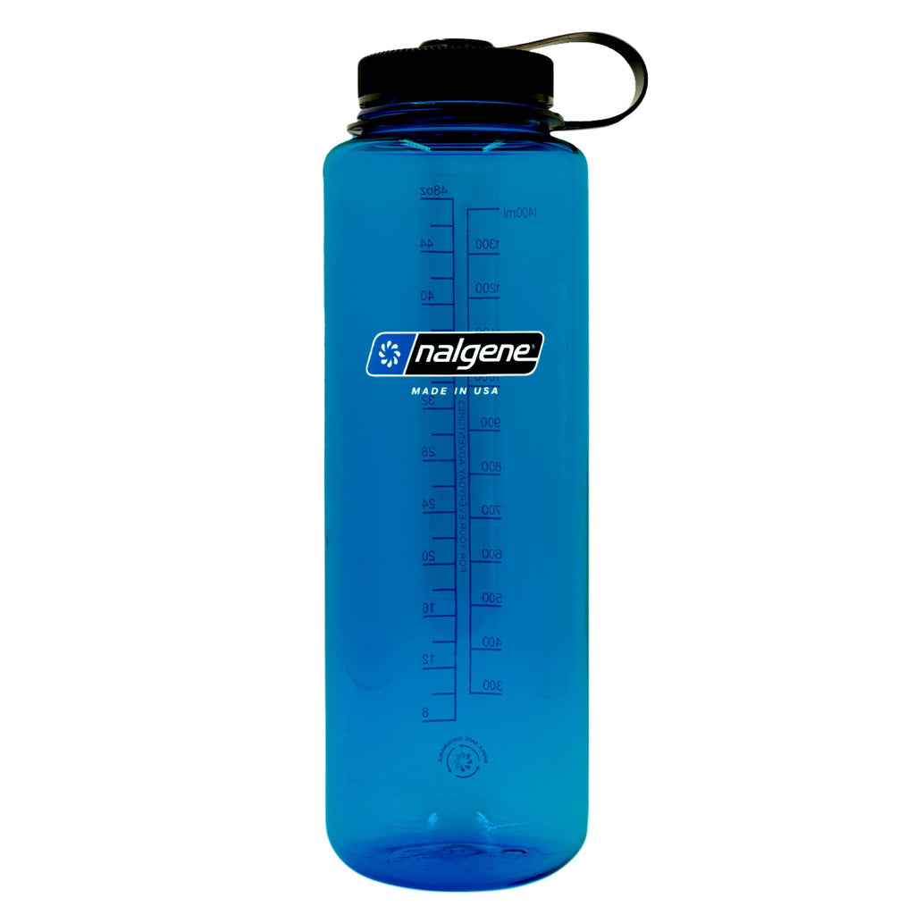 Nalgene Sustain Tritan BPA-Free Water Bottle Made with Material Derived from 50% Plastic Waste (using ISCC certified mass balance), 48 OZ, Wide Mouth, Blue Edition-ZS00